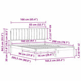 Letto con Testiera Rivestita Grigio scuro 160 x 200 cm