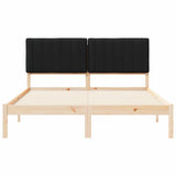 Letto con Testiera Rivestita Nero 150 x 200 cm Pino massello