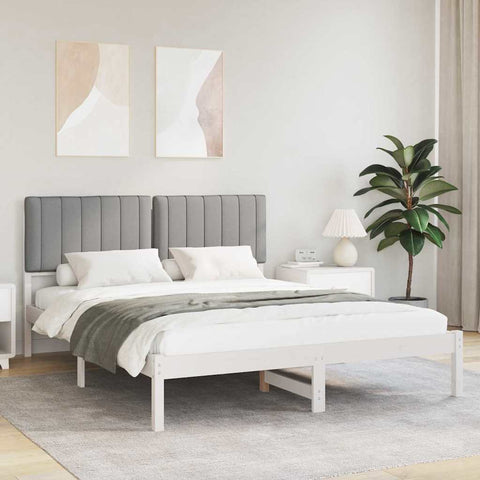 Letto con Testiera Rivestita Grigio chiaro 150 x 200 cm