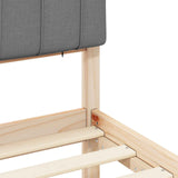 Letto con Testiera Rivestita Grigio Naturale e Chiaro