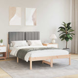 Letto con Testiera Rivestita Grigio Naturale e Chiaro