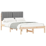 Letto con Testiera Rivestita Grigio Naturale e Chiaro