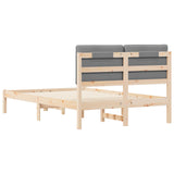 Letto con Testiera Rivestita Grigio Naturale e Chiaro