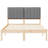 Letto con Testiera Rivestita Grigio Naturale e Chiaro
