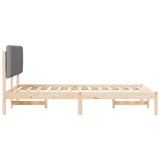 Letto con Testiera Rivestita Grigio Naturale e Chiaro