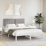 Letto con Testiera Rivestita Grigio chiaro 140 x 190 cm
