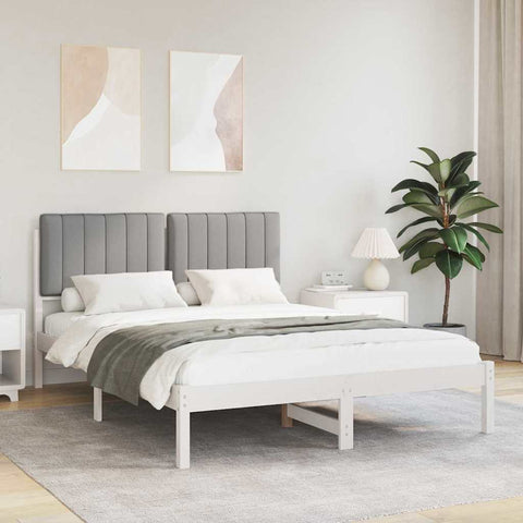 Letto con Testiera Rivestita Grigio chiaro 140 x 190 cm