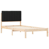 Letto con Testiera Rivestita Naturale e Nero 90 x 200 cm