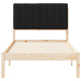 Letto con Testiera Rivestita Naturale e Nero 90 x 200 cm