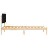 Letto con Testiera Rivestita Naturale e Nero 90 x 200 cm