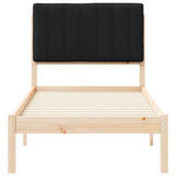 Letto con Testiera Rivestita Nero 80 x 200 cm Pino massello