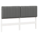 Testiera imbottita Bianco e grigio chiaro 160 cm Pino massello