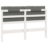Testiera imbottita Bianco e grigio chiaro 160 cm Pino massello