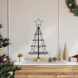 Albero a Cono di Natale con supporto Nero 60 cm Acciaio