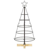 Albero a Cono di Natale con supporto Nero 90 cm Acciaio