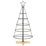 Albero a Cono di Natale con supporto Nero 90 cm Acciaio