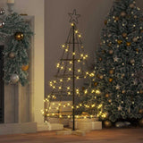 Albero a Cono di Natale con supporto Nero 125 cm Acciaio