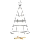 Albero a Cono di Natale con supporto Nero 125 cm Acciaio