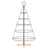 Albero a Cono di Natale con supporto Nero 125 cm Acciaio