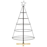 Albero a Cono di Natale con supporto Nero 125 cm Acciaio