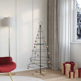 Albero a Cono di Natale con supporto Nero 150 cm Acciaio