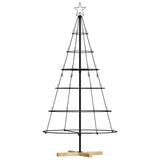 Albero a Cono di Natale con supporto Nero 150 cm Acciaio