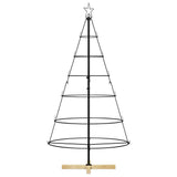 Albero a Cono di Natale con supporto Nero 150 cm Acciaio