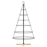 Albero a Cono di Natale con supporto Nero 150 cm Acciaio