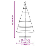 Albero a Cono di Natale con supporto Nero 150 cm Acciaio