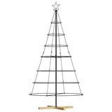 Albero a Cono di Natale con supporto Nero 180 cm Acciaio