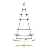 Albero a Cono di Natale con supporto Nero 180 cm Acciaio