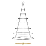 Albero a Cono di Natale con supporto Nero 180 cm Acciaio