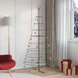 Albero a Cono di Natale con supporto Nero 210 cm Acciaio
