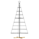 Albero a Cono di Natale con supporto Nero 210 cm Acciaio