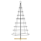 Albero a Cono di Natale con supporto Nero 210 cm Acciaio