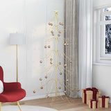 Albero di Natale in metallo con supporto Oro 215 cm