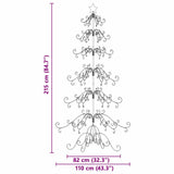 Albero di Natale in metallo con supporto Oro 215 cm