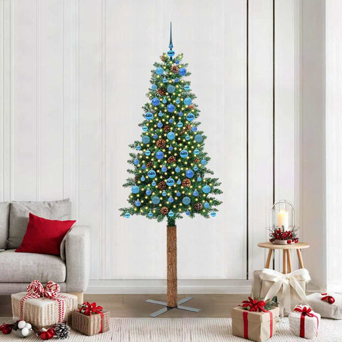 Albero di Natale snodato con 300 LED con supporto Verde 210 cm