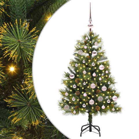 Albero di Natale artificiale pieghevole con coni Verde 150 cm