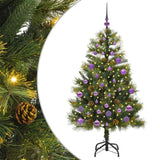 Albero di Natale artificiale pieghevole con coni Verde 150 cm