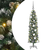 Albero di Natale Artificiale Sottile Verde e Bianco 120 cm