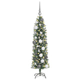 Albero di Natale Artificiale Sottile Verde e Bianco 120 cm