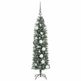 Albero di Natale Artificiale Sottile Verde e Bianco 120 cm