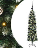 Albero di Natale Artificiale Sottile Verde e Bianco 120 cm