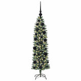 Albero di Natale Artificiale Sottile Verde e Bianco 120 cm