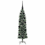 Albero di Natale Artificiale Sottile Verde e Bianco 120 cm