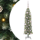 Albero di Natale Artificiale Sottile Verde e Bianco 120 cm