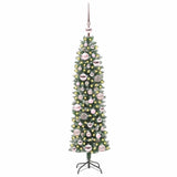 Albero di Natale Artificiale Sottile Verde e Bianco 120 cm