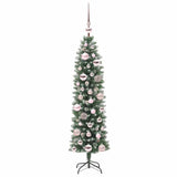 Albero di Natale Artificiale Sottile Verde e Bianco 120 cm