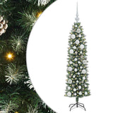 Albero di Natale Artificiale Sottile Verde e Bianco 120 cm